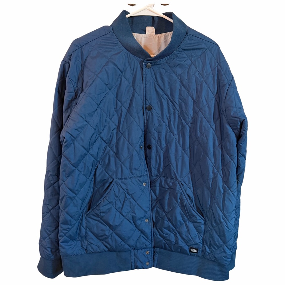 The North Face Jester Reversible Quilted Bomber Jacket Blue Gray Size XL